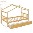 thumbnail image 4 of Aukfa Twin Size House Bed with Two Storage Drawers for Kids, Solid Wood Montessori Bed Frame, Natural, 4 of 8