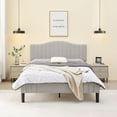 thumbnail image 2 of VECELO Full Size Bed Frame, Modern Upholstered Platform Bed Frame with Flannel Adjustable Headboard, Strong Wood Slats Supports, No Box Spring Needed, Gray, 2 of 11
