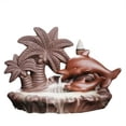thumbnail image 2 of 1pc Creative Purple Clay Beach, Wave, Coconut Tree and Dolphin Design Backflow Incense Burner Home Decor Craft (Without Incense）, 2 of 6
