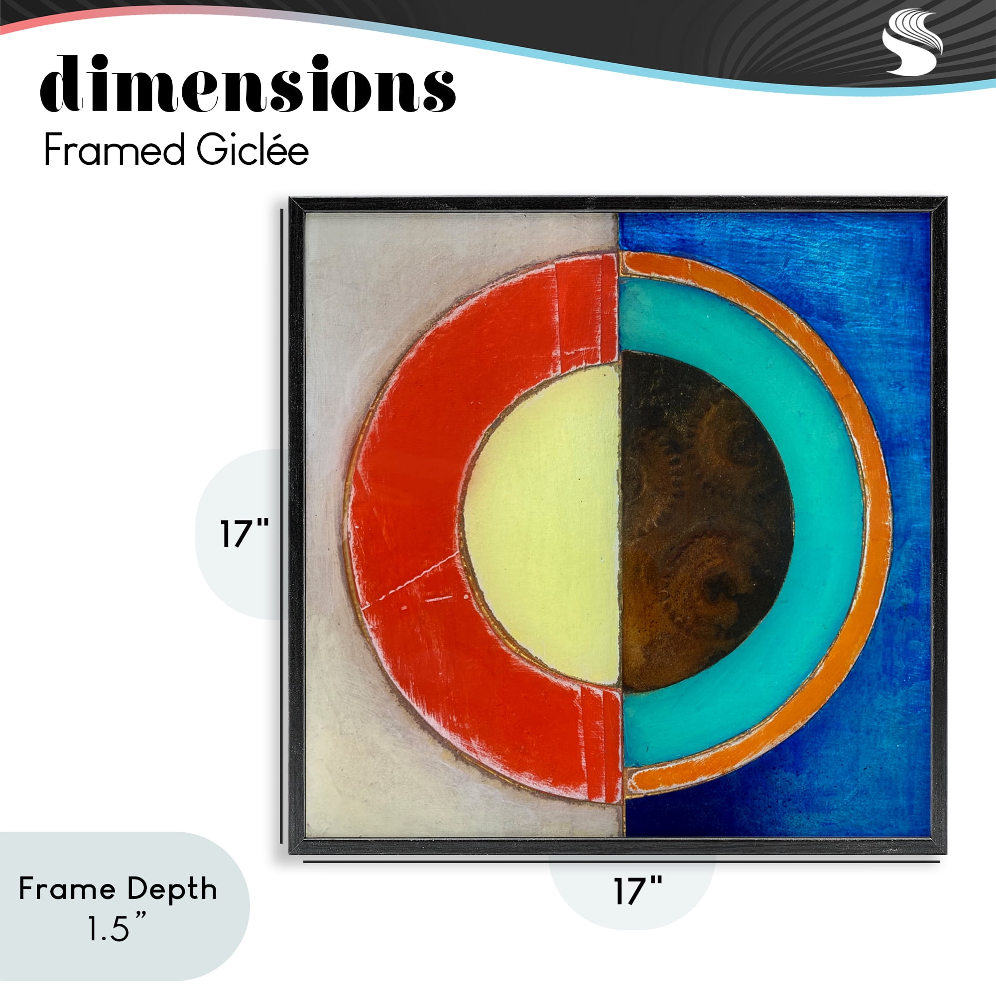 Stupell Industries Round Structured Color Block Black Framed Giclee Art, design by Matthew Finger