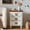White, variant on Vintage Farmhouse End Table With Floral Knobs - 19 Inch Rustic Nightstand With 3 Drawers For Bedside Or Sofa Accent
