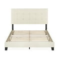 thumbnail image 4 of Furinno Laval Button Tufted Bed Frame, 12PC Slat Style, Linen, Queen, 4 of 5