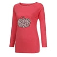 thumbnail image 5 of Honeeladyy Clearance under 5$ Women's Halloween Leopard Pumpkin Print Loose Round Neck Long Sleeve Shirt Tops, 5 of 5