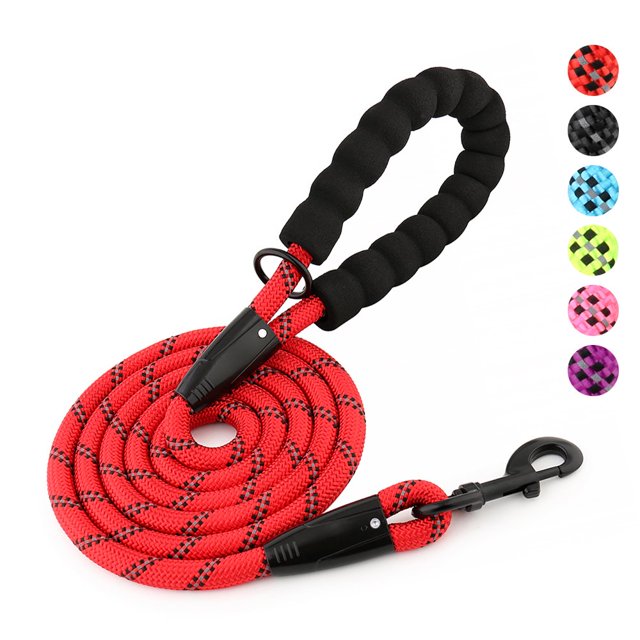 Dosaele Heavy Duty Rope Dog Leash with Padded Handle Reflective 6 FT Long for Small Medium Large Dogs(1/2”×6‘ Light Blue)