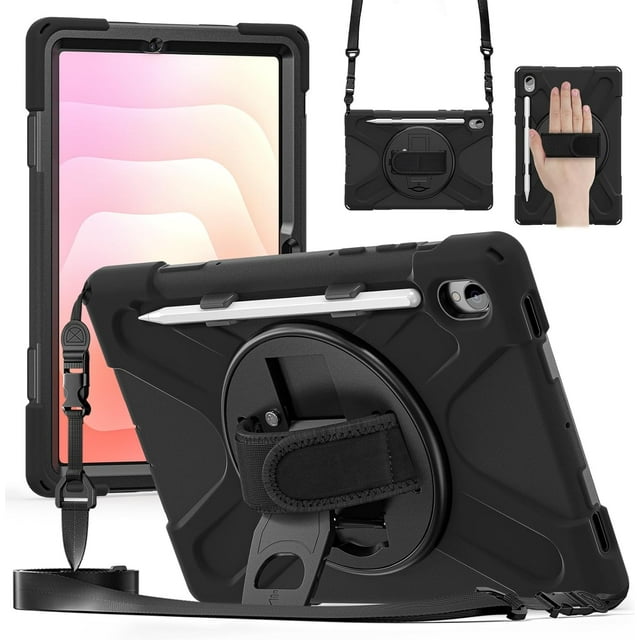 Funda para Samsung Galaxy Tab Tab S11 (11 pulgadas) 2025 SM-X730/SM-X736B, funda protectora a prueba de golpes para niños con soporte para lápices, correa de mano giratoria 360 y soporte, correa de
