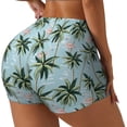 thumbnail image 2 of Sigee Flamingos And Palms Print Women's High Waist Workout Shorts - Squat Proof, Tummy Control, Yoga and Gym Activewear-Medium, 2 of 9