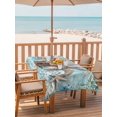 thumbnail image 2 of Outdoor Table Cloth with Umbrella Hole and Zipper, Sea Turtle Coastal Waterproof Rectangle Tablecloth 60"x102", Teal Nautical Starfish Botanical Washable Table Cover for Outside Party Patio Picnic, 2 of 8
