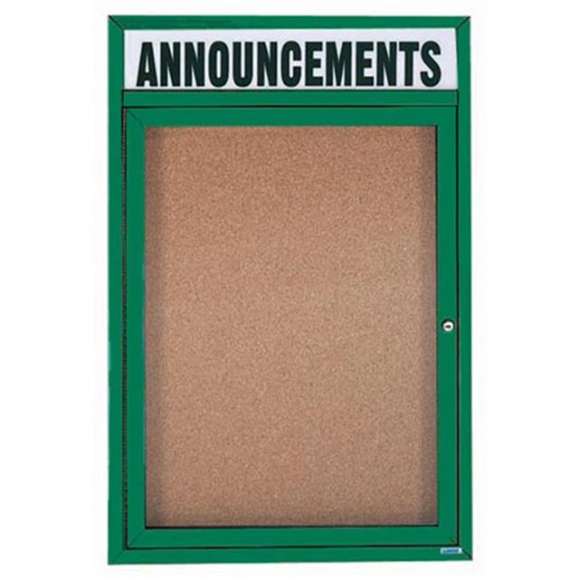 Aarco Products DCC2418RHG Tableau d'Affichage 1-Porte Fermée avec en-Tête - Vert