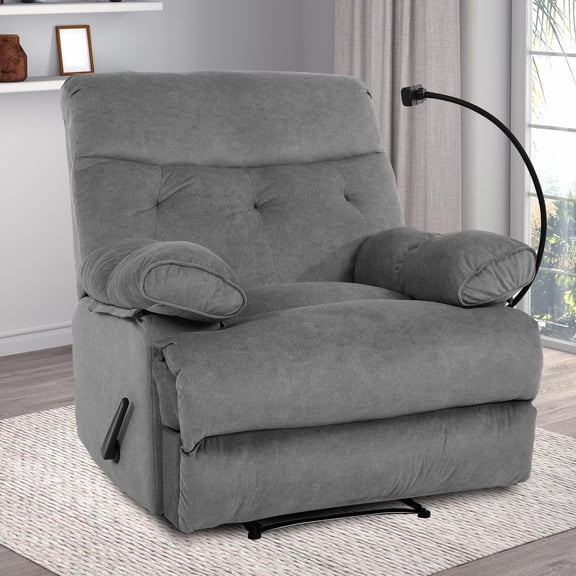 Ergonomic Manual Recliner for Adults, Oversized Modern Recliner Chair for Bedroom, Living Room, Home Theater and RV，Dark Grey