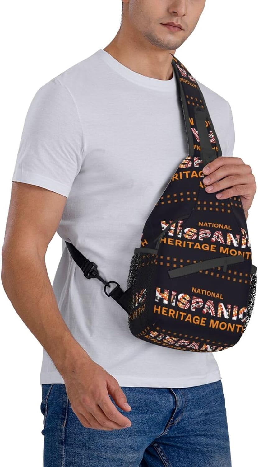 Mes Nacional De La Herencia Hispana Hispanic Heritage Month Sling Bag Crossbody Hiking Travel Chest Bags Backpack Shoulder Daypack for Women Men