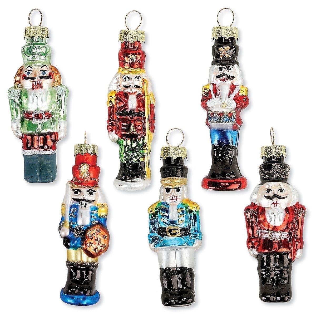 Lillian Vernon Mini Nutcracker Glass Ornaments, Set of 6 photo 1