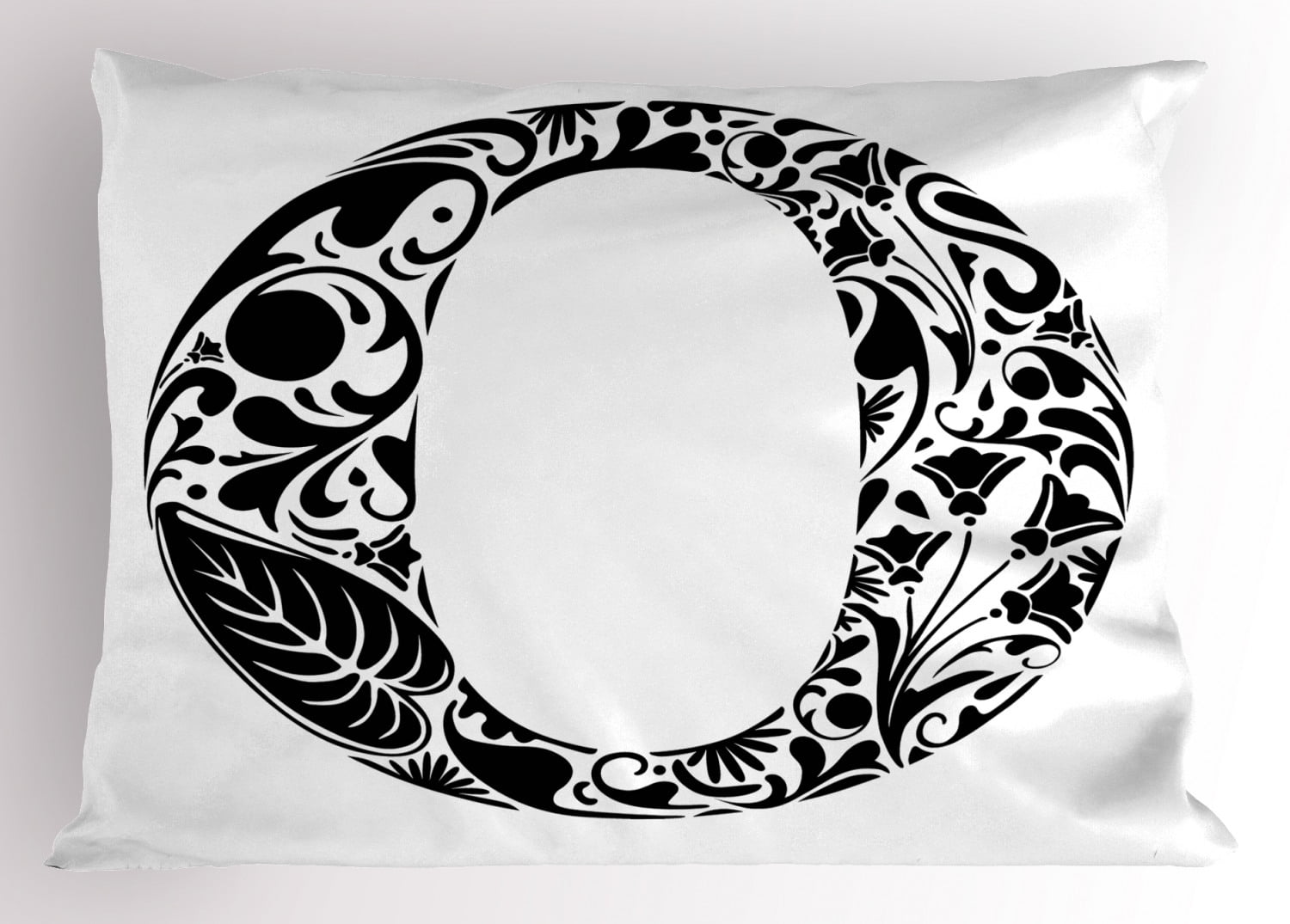Letter O Pillow Sham Monochromatic Design Uppercase O with Classical