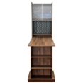 thumbnail image 4 of LUMAMIN Fold-Out Writing Table, Convertible Folding Desk, Foldable Computer Desk with Storage Shelves, Sliding Glass Doors & Pegboard Hooks for Home Office, Bedroom, Walnut, 4 of 8