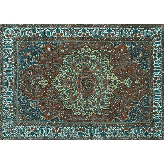 Ahgly Company Indoor Rectangle Persian Light Blue Traditional Area Rugs, 2' x 4'