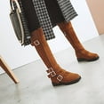 thumbnail image 3 of Lovskoo 2024 Women's Middle Knee High Boots Round Toe Platform Fleece Flat Bottomed Long Boots Medium Boots High Boots Brown, 3 of 8