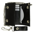 thumbnail image 2 of BLACK GENUINE LEATHER Trifold Biker's Wallet ID Card Holder w/Chain Skull, 2 of 9