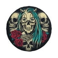 thumbnail image 2 of DouZhe Waterproof Spare Tire Cover, Vintage Skull Flower Rose Prints Adjustable Wheel Covers Fit for Jeep Trailer RV SUV Car, 17 inch, 2 of 7
