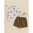 thumbnail image 5 of Caoirhny Todder Little Boy Summer Outfit, Baseball Print Lapel Neck Short Sleeve Tops with Bowtie Elastic Waist Shorts Toddler Set 6M-4T, 5 of 9
