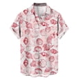 thumbnail image 3 of Ceisia Men's Relaxed Fit Pink-White Gradient Burgundy Shell Print Hawaiian Shirt Short Sleeve Summer Beach Casual Button Down Shirt (S-5XL) Gifts, 3 of 6