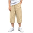 thumbnail image 2 of LvhaoGJOB Kids' Casual Pants - Soft, Elastic Waist & Pockets - Khaki 12-13 Years, 2 of 5
