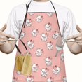 thumbnail image 2 of Pink Cow Strawberry Pattern Apron-Garden Aprons for Women with Pockets-Cotton Linen Waterproof Kitchen Cooking Gardening Aprons Adjustable for Kitchen,Cooking,BBQ and Salon 33x27 Inch, 2 of 7