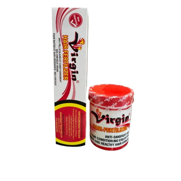 Virgin Hair Fertilizer for Rapid Growth, Anti-Dandruff Cream Jar  Tube Set (8oz , 155g)