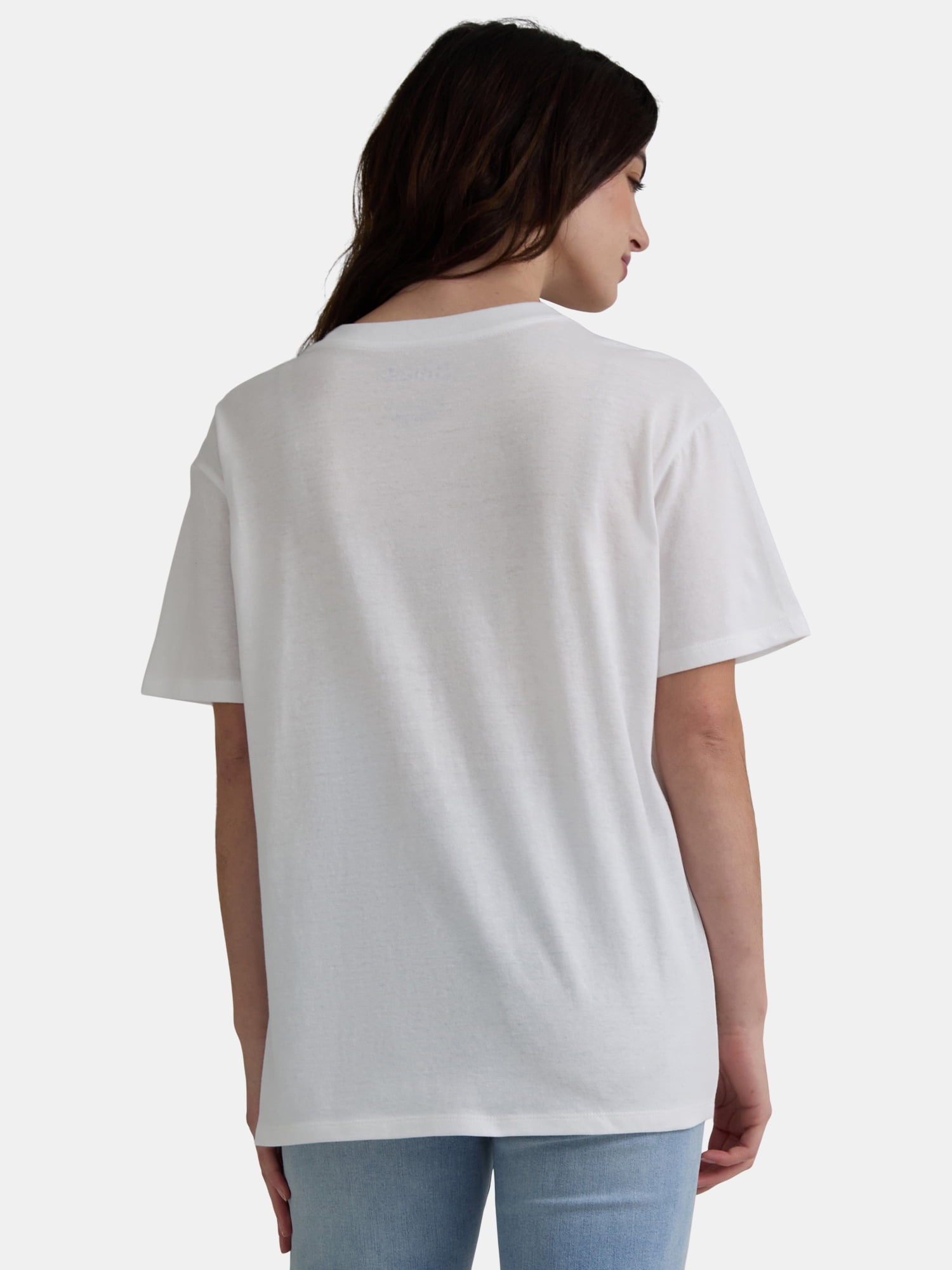 Valentine’s Day Women’s Stitch and Angel Kisses Graphic Pocket Tee, Sizes XXS-XXL