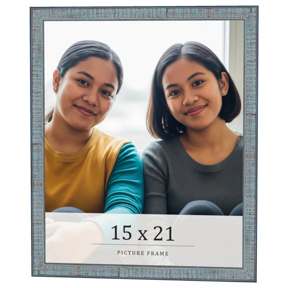 15x21 Frame Blue Scuffed Farm Board Solid Wood Picture Frame Width 0.75 Inches | Interior Depth 0.5