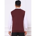 thumbnail image 3 of DARING DIVA Men's Casual Knit Sleeveless V-Neck Plaid Argyle Sweater Vest M Burgundy, 3 of 7
