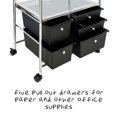 thumbnail image 5 of Carro de almacenamiento de archivos con ruedas, 5 cajones, acero y plástico, negro/cromado, 5 of 5