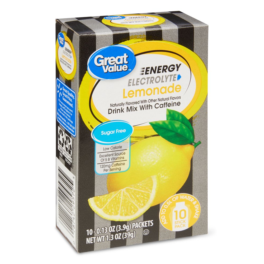 Great Value Lemonade Drink Mix, 0.13 oz, 10 Count