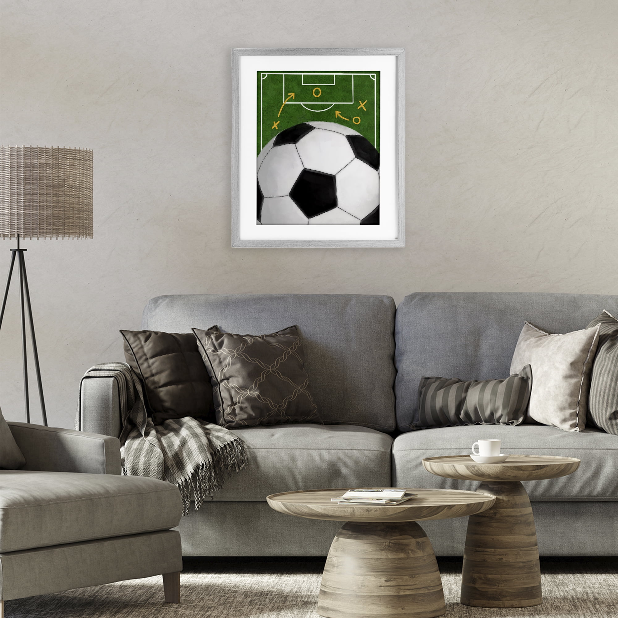 Stupell Industries Soccer Field & Ball Gray Framed Print Under Glass, design by Jennifer Stith