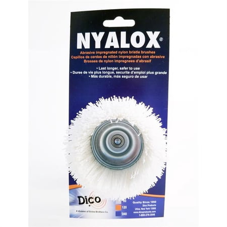 UPC: 0082123720836 | Dico Nyalox 2.5 in. D X 1/4 in. X 1/4 in. D Crimped Nylon Mandrel Mounted Cup Brush 4500 rpm 1 pc