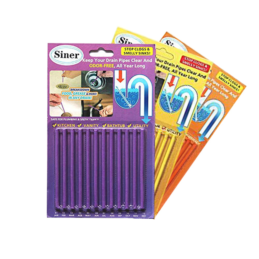 12x Drain Cleaning Sticks Sink Shower Bath Pipe Cleaner Odour Smell Remover 