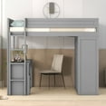 thumbnail image 3 of EUROCO Wood Full Size Loft Bed, Storage Desk and Drawers for Kids Teens, Wardrobe with Clothes Hanger and Sliding Door for Living Room, Gray, 3 of 17