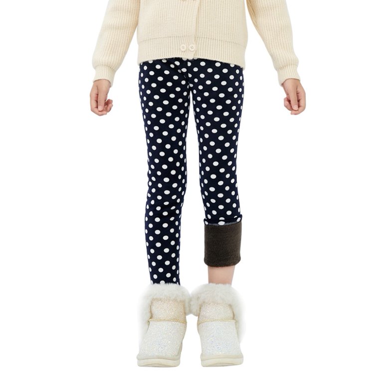 3-13Years Girls Fleece Lined Leggings Winter Warm Pants with Ruffle Warm  Thick Velvet Knit Tights Thermal Pant Trouser 