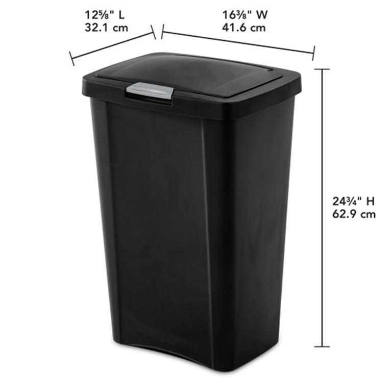 Sterilite 13 Gallon TouchTop Wastebasket with Titanium Latch, (16