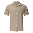 thumbnail image 4 of GiLiling Boys Button Down Shirt Cotton Short Sleeve Shirt Solid Summer Beach Shirt with Pocket (Khaki, 9-10 Years), 4 of 8