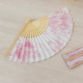 thumbnail image 3 of Efavormart 5-Pack Paper Folding Fans in Blue French Toile Pattern, Handheld Party Favors Fan in White & Pink Toile, 3 of 5