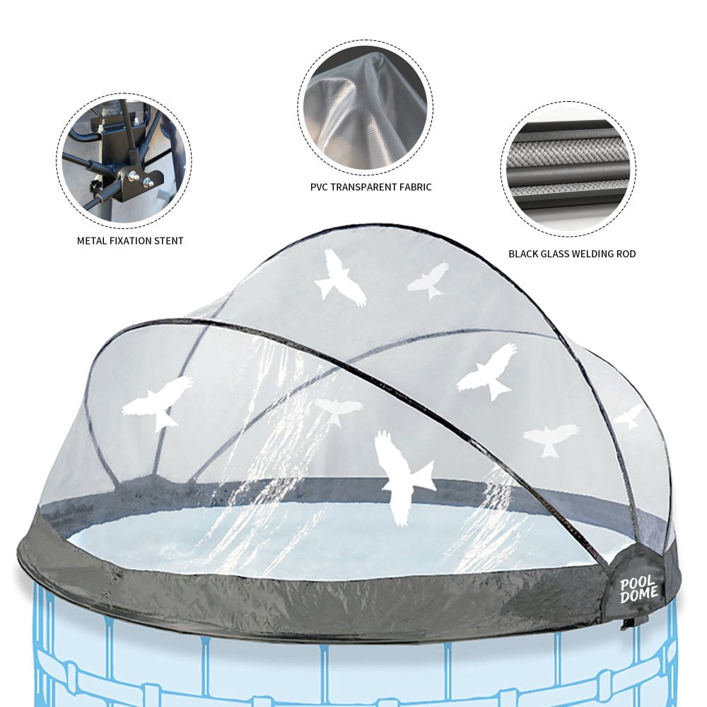 12ft Round Pool Dome Enclosure, All Weather Cover for Outdoor Pools, Compatible Warm Water Frame Pools