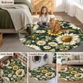 thumbnail image 6 of Sunflower Daisy Round Area&nbsp;Rug 6ft Country Retro Blooming Flower Leaf Green Non-Slip&nbsp;Washable Circle Rugs Soft Felt Indoor Floor Mat for Bedroom Kitchen Living Room Bathroom, 6 of 9