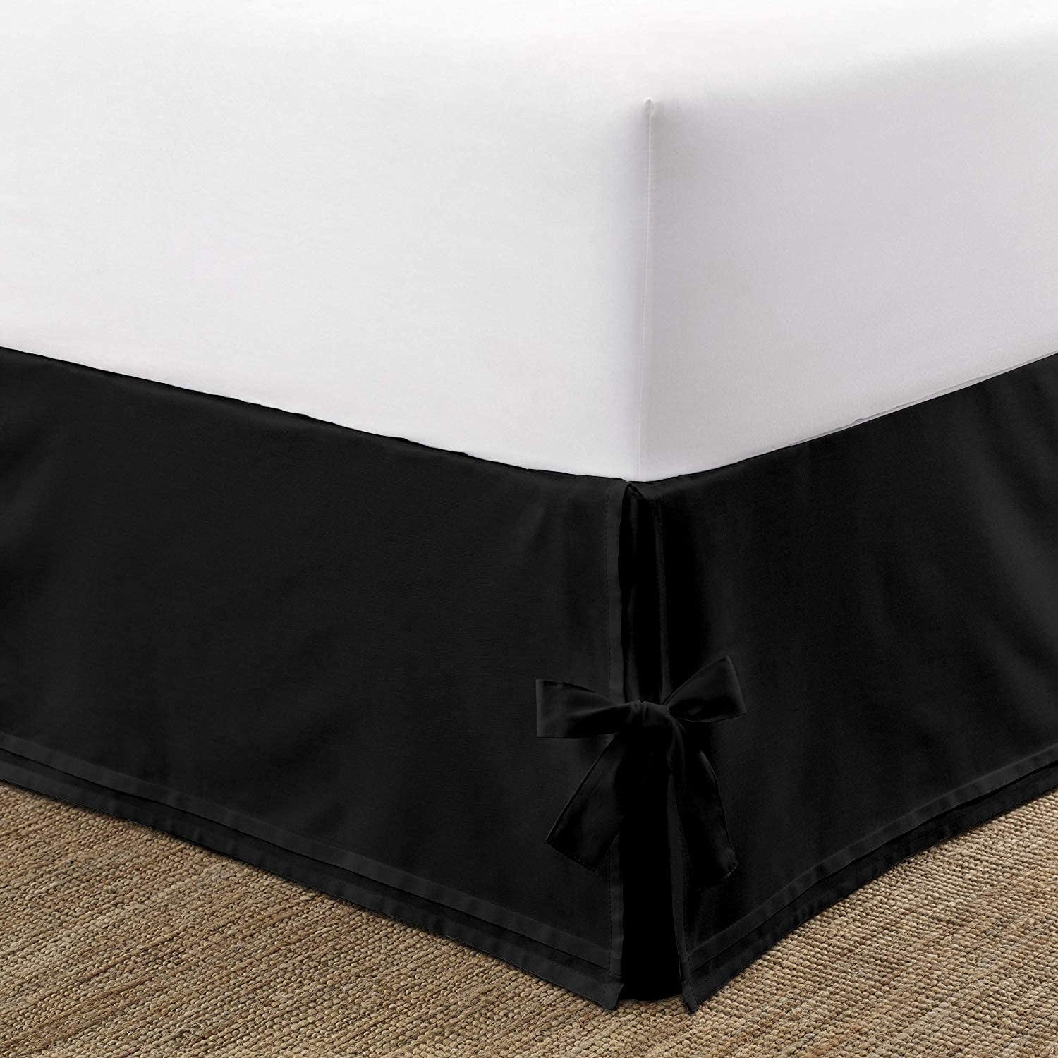 Dust Ruffle Bed Skirt 100% Egyptian Cotton 12 Inch Drop 800 Thread Count Wrinkle and Fade Resistant Ruffle Bed Skirt 72 x 84 California King Size Black Solid Inch 