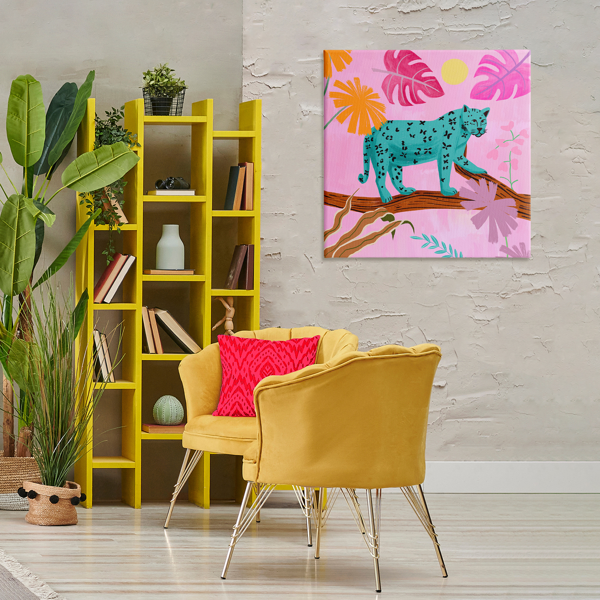 Stupell Industries Patterned Leopard on Branch Animals & Insects Painting Gallery Wrapped Canvas Art Print Wall Art, 30 x 30