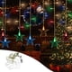 thumbnail image 1 of Cortina de luces navideñas con forma de estrella, decoración para fiestas en casa, 16 estrellas, 80 mini luces LED de 11,5 pies, cadena de luces para decoración navideña., 1 of 7