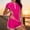 #0061-Hot Pink, variant on Womens Modest Beach Tankini Set Athletic Zipper Short Sleeve Split Swimsuit with Pockets Built-in Bra