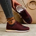 thumbnail image 3 of Rokment Running Shoes Fashion Sneakers for Women 2026 Spring Fall Suede Casual Low Heel Non Slip Wedges Walking Jogging Tennis Shoes Wine Size 6, 3 of 7
