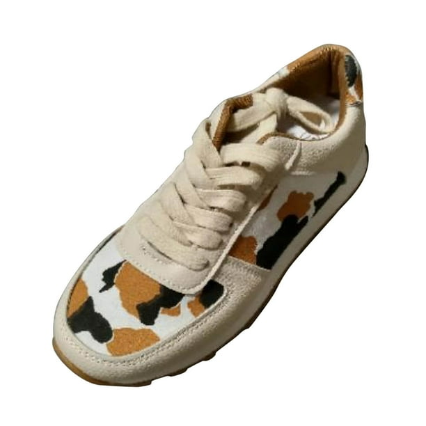Zapatos para mujer, informales, de suela gruesa, con estampado de leopardo y patchwork, para correr, botas vaqueras