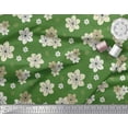 thumbnail image 2 of Soimoi Green Heavy Canvas Fabric Leaves & Flower Print Sewing Fabric Yard 58 Inch Wide, 2 of 6