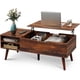 thumbnail image 2 of Mesa de centro de madera con compartimentos ocultos y estantes de almacenamiento ajustables, mesa de comedor para el hogar, sala de estar, oficina, color negro carbón,Espresso, 2 of 2