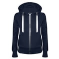 thumbnail image 3 of Womens Fall Fashion 2023 Zpanxa Hoodies for Women Casual Solid Hooded Slim Zipper Sweatshirt Lightweight Fleece Coat Tops Navy XL, 3 of 3